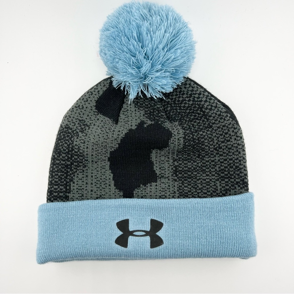 Under Armour Youth One Size Baby Blue Coldgear Pom Beanie
